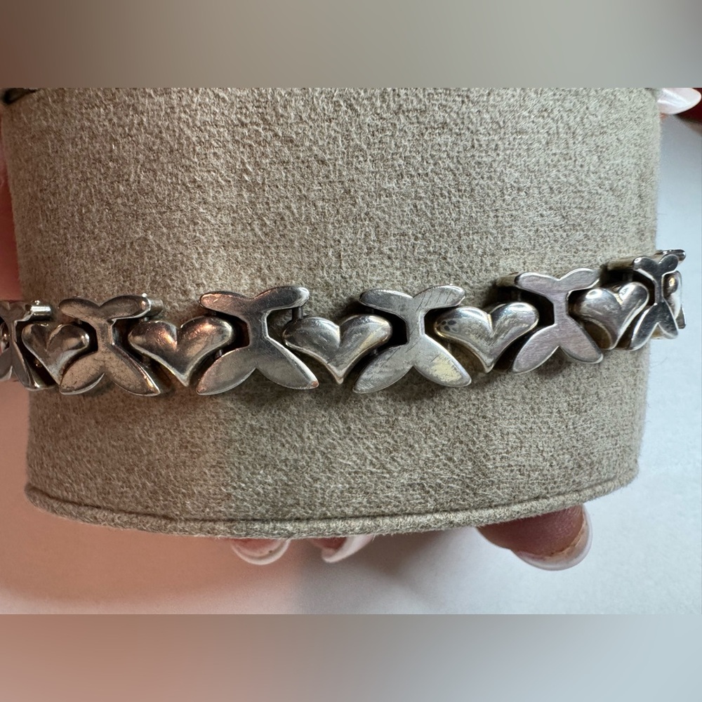 .925 Sterling Silver Heart Link Bracelet